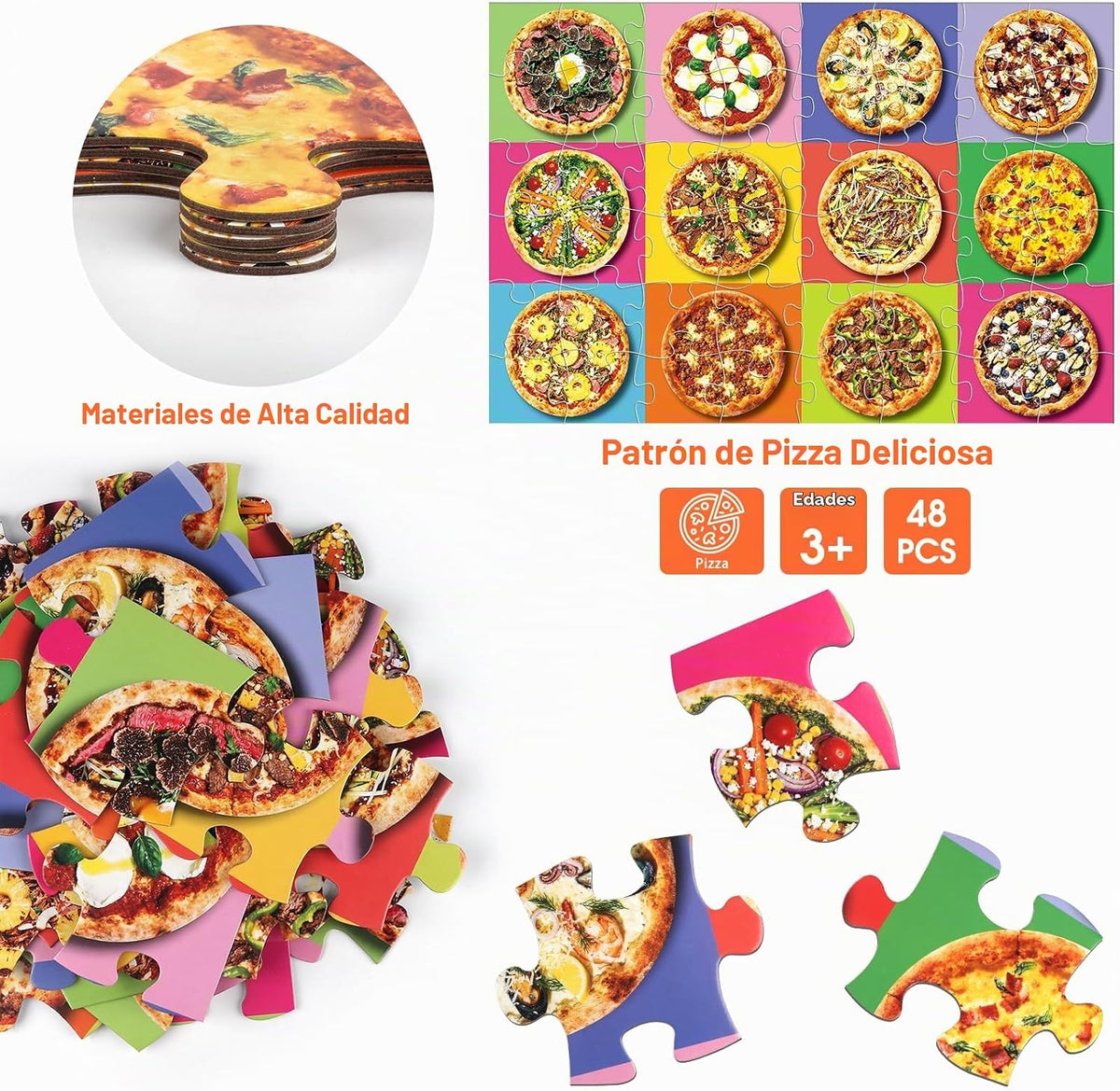 Rompecabezas de piso jumbo para niños, rompecabezas de pizza de 48...