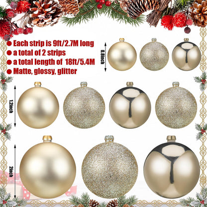 Yuxung 2 guirnaldas de bolas de Navidad de 9 pies, adornos de bombi...
