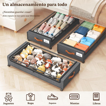Yecaye Almacenamiento debajo de la cama de 70 L con ruedas, paquete...