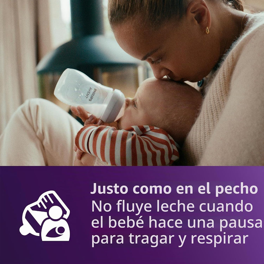 Philips Avent Biberones naturales, flujo medio, 9 onzas, sin BPA, p...