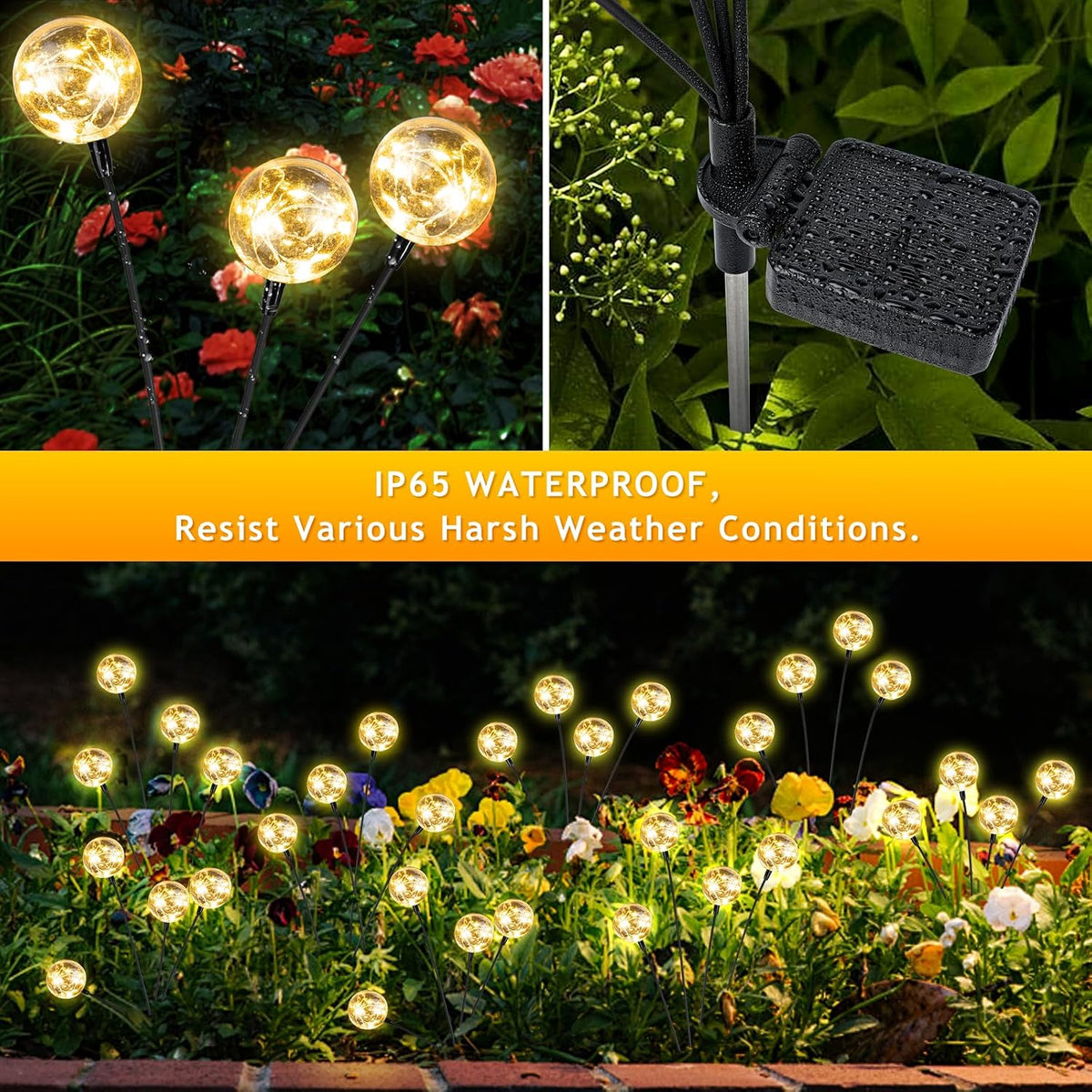 vignuto Luces solares impermeables para exteriores, paquete de 4, l...