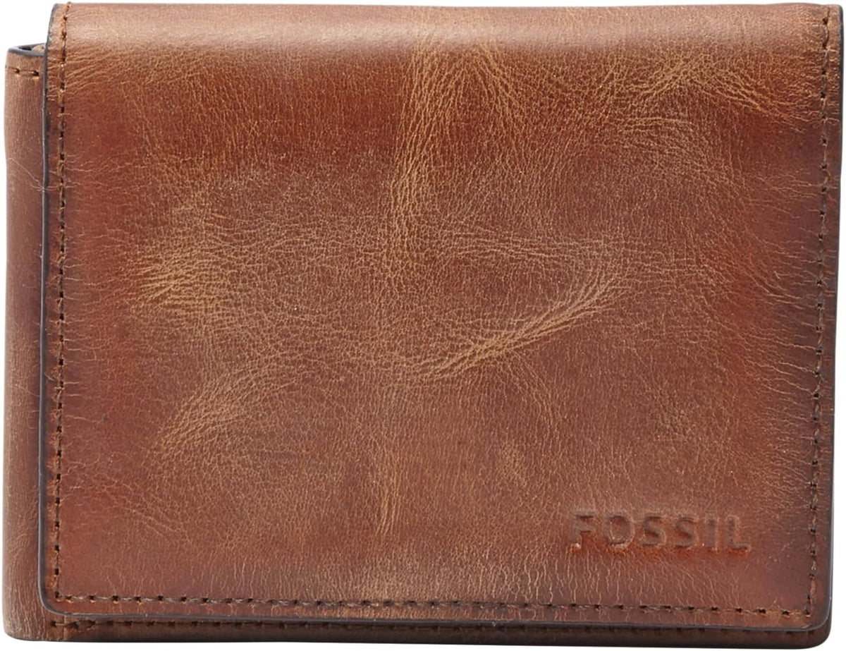 Fossil Billetera para hombre, Derrick de piel con bloqueo RFID, tri...