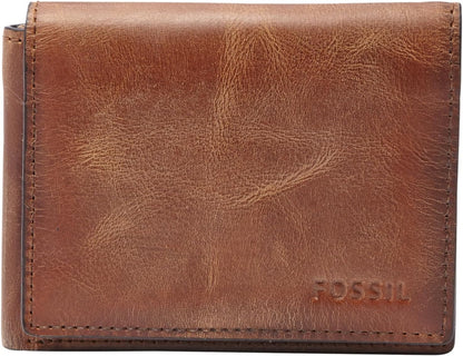 Fossil Billetera para hombre, Derrick de piel con bloqueo RFID, tri...