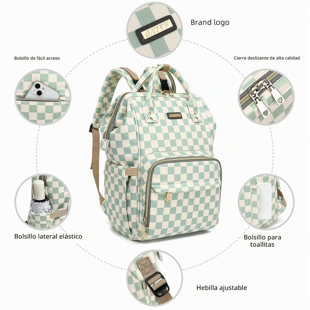 GAIVP Mochila para pañales de bebé para mamá, bolsa de pañales de v...