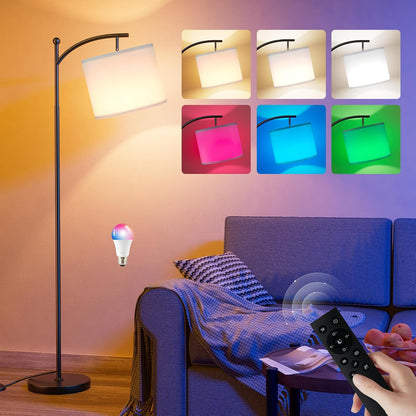 Ambimall Lámparas de pie con bombilla inteligente, RGB + temperatur...