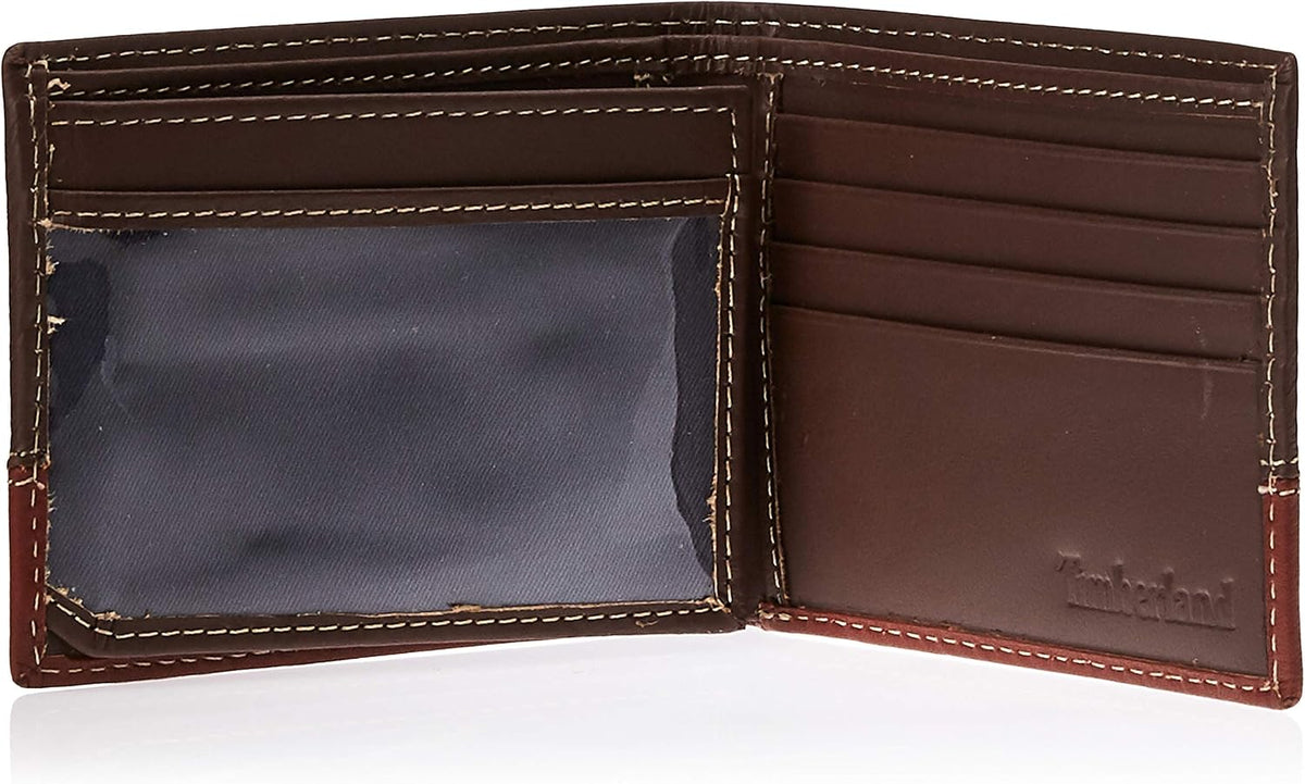 Timberland Billetera plegable de cuero para hombre, color marrón\/c...