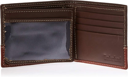 Timberland Billetera plegable de cuero para hombre, color marrón\/c...