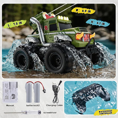 Calefwe Coche anfibio de control remoto 3 en 1, barco RC, pistola d...