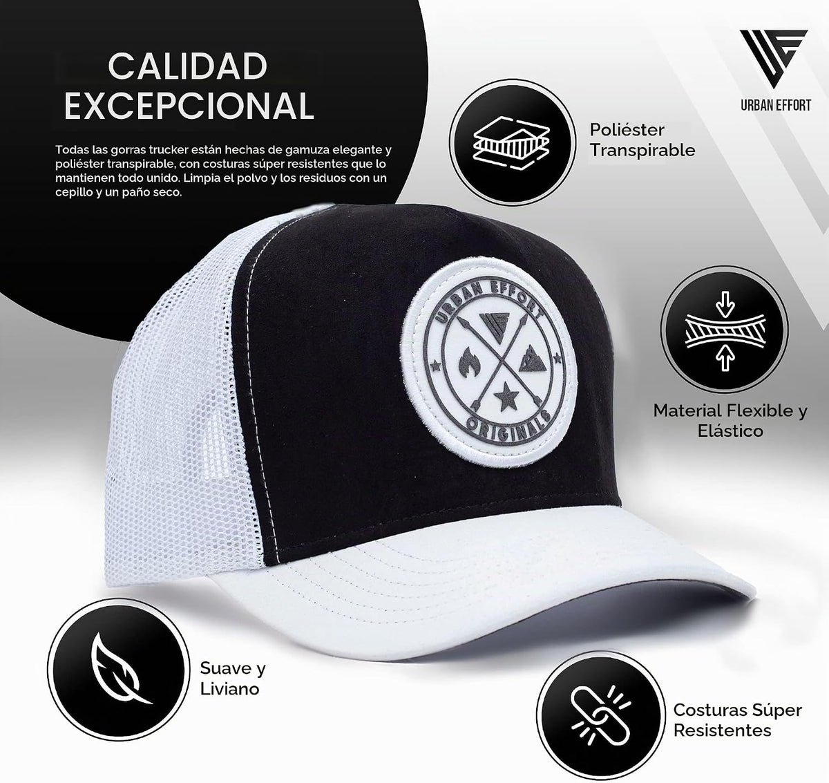 Urban Effort Trucker Hat para hombre – Gorra de béisbol con parte t...