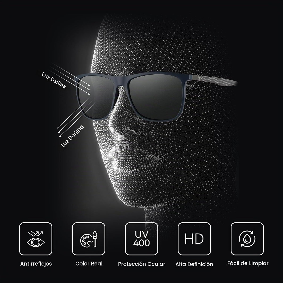 ZENOTTIC Gafas de sol polarizadas cuadradas para hombre, ultraliger...