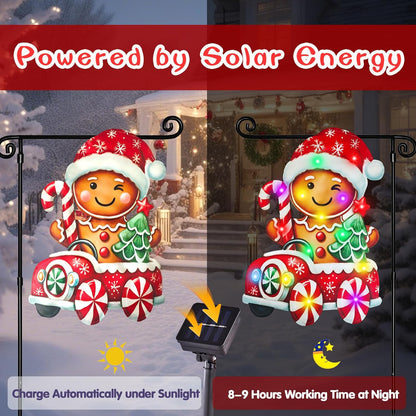 Bandera de jardín de Navidad iluminada para exteriores, 8 modos LED...
