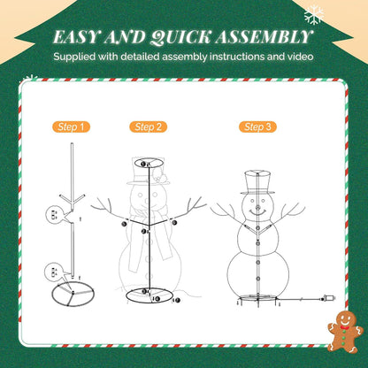 VINGLI Muñeco de nieve para exteriores con 90 luces LED, muñeco de...