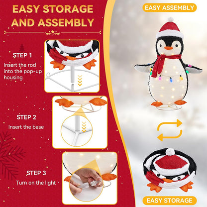 NEWBULIG 2 piezas de pingüino iluminado para exteriores, decoracion...