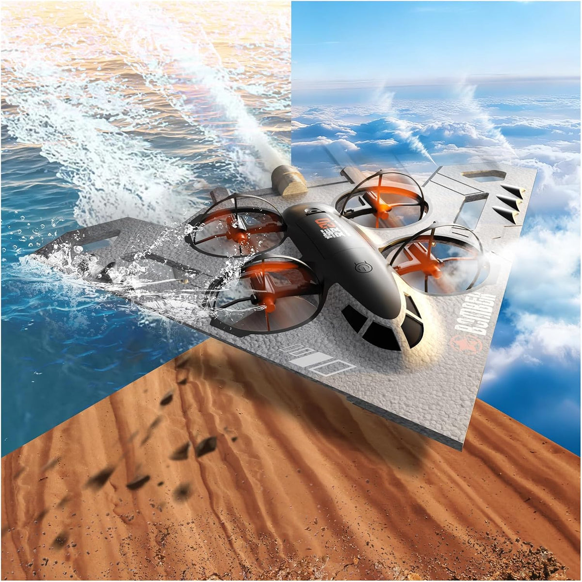 Virellia Drone RC 3 en 1 para Land Sea Air, avión de control remoto...