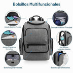 Mancro Mochila para pañales, bolsa de pañales para bebé con 2 bolsi...