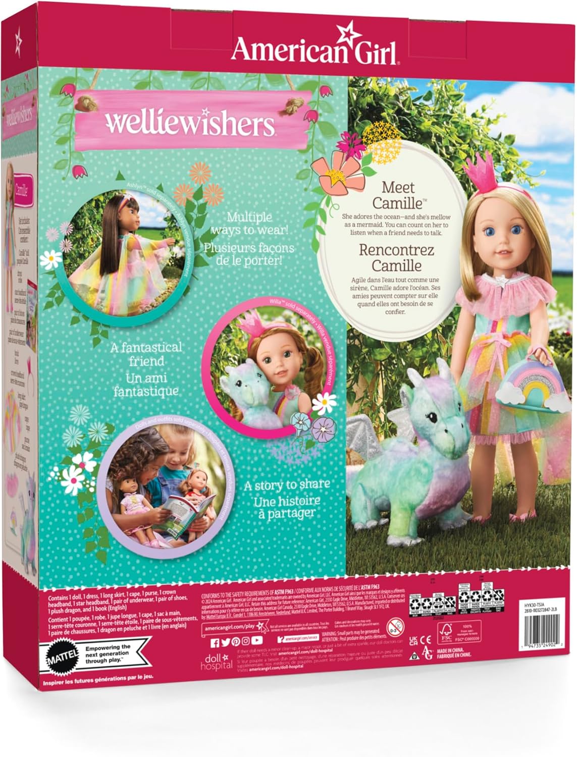 American Girl WellieWishers - Juego de muñecas Camille de 14.5 pulg...