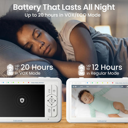 Babysense Monitor de bebé de video HD de 5 pulgadas con cámara y au...