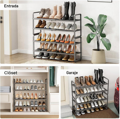 SNTD Zapatero de metal expandible para armario, entrada y garaje, 4...