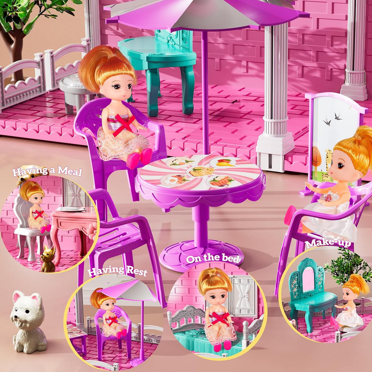 JUKUDAHU Juego de villa para niñas de 3 a 7 años, con 2 plantas, 3...
