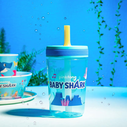 Zak Designs - Juego de vasos Baby Shark Kelso de 15 onzas, tapa de...