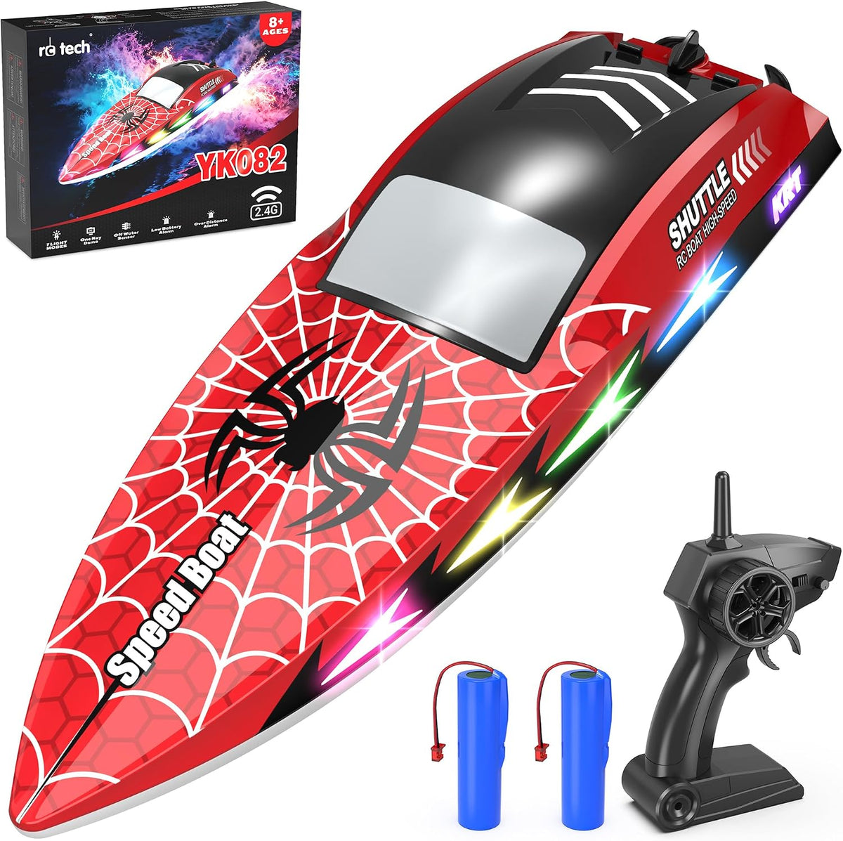 Barco RC para niños Barco de control remoto 2.4Ghz con 7 luces LED...