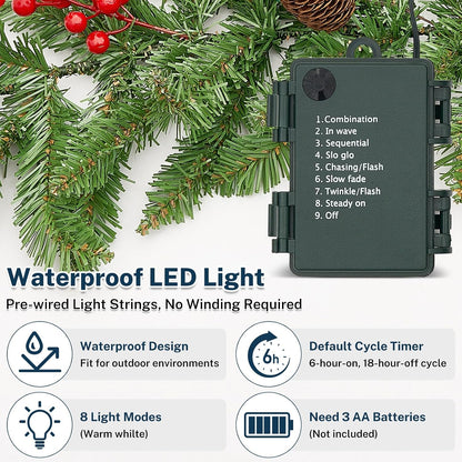 UrMoon Guirnalda de Navidad de 9 pies con luces para interiores y |...