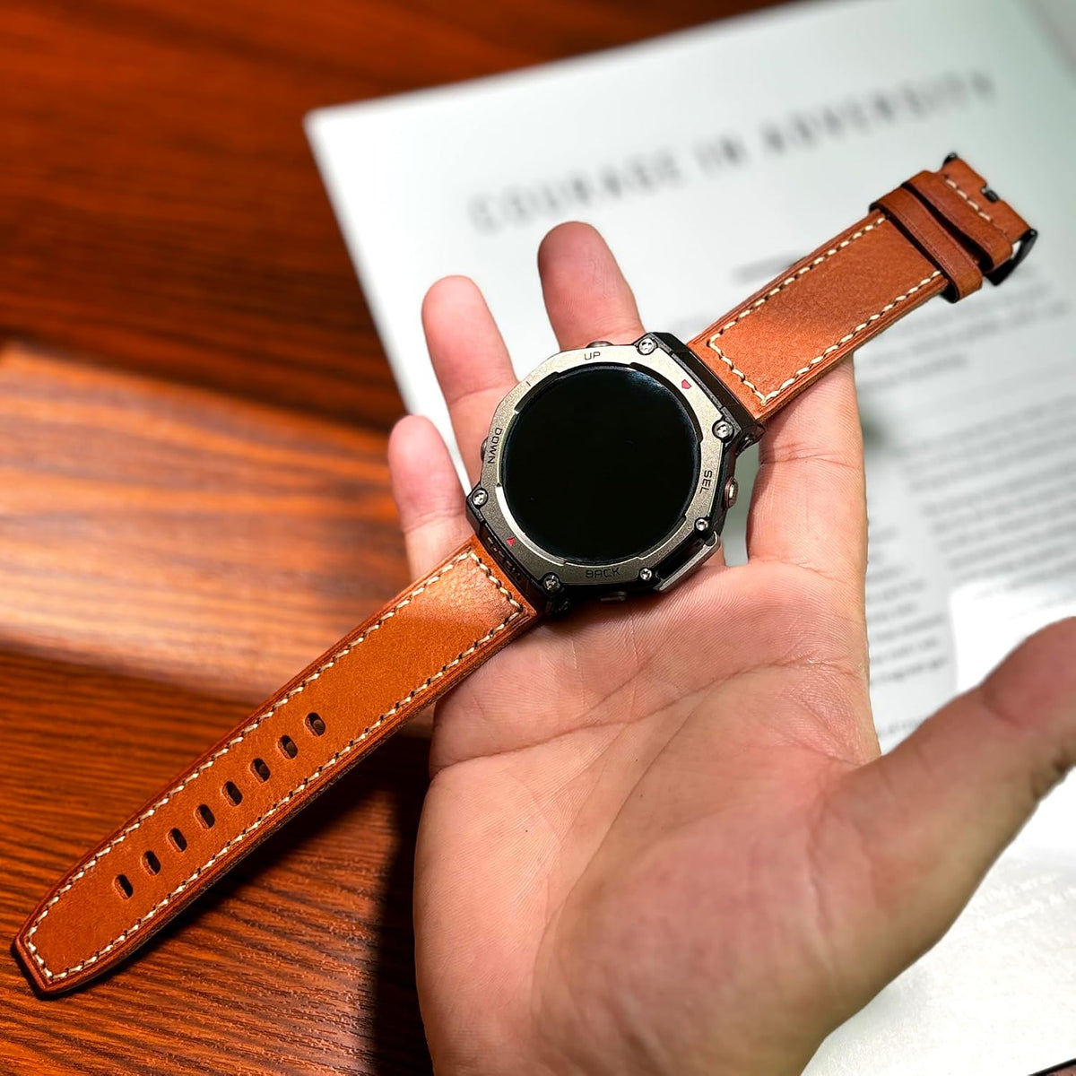 SMITHA Correa de reloj de cuero genuino compatible con Amazfit T-Re...