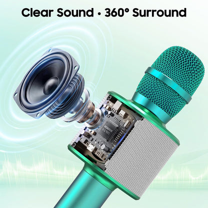 BONAOK - Micrófono inalámbrico Bluetooth de karaoke, 3 en 1; micróf...