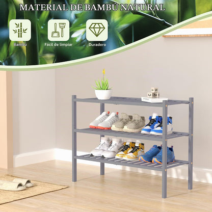 ROMGUAR CRAFT - Zapatero de bambú de 3 niveles para armario, estant...