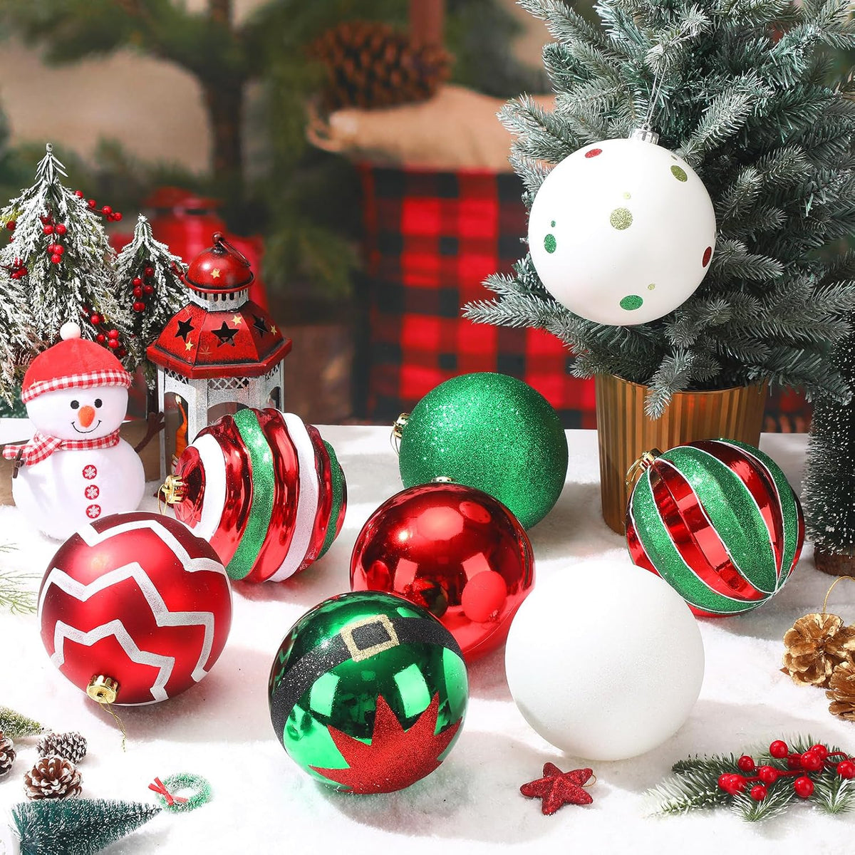 Wettarn Juego de 8 adornos navideños grandes de bolas de 6 pulgadas...