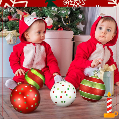 Tigeen - 4 adornos de bolas de Navidad grandes de 6 pulgadas para |...