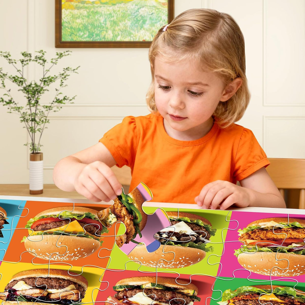 Rompecabezas de piso jumbo para niños, rompecabezas de hamburguesa...
