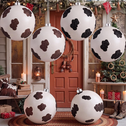 Tigeen 4 piezas de 6 pulgadas grande de vaca impresión Navidad bola...