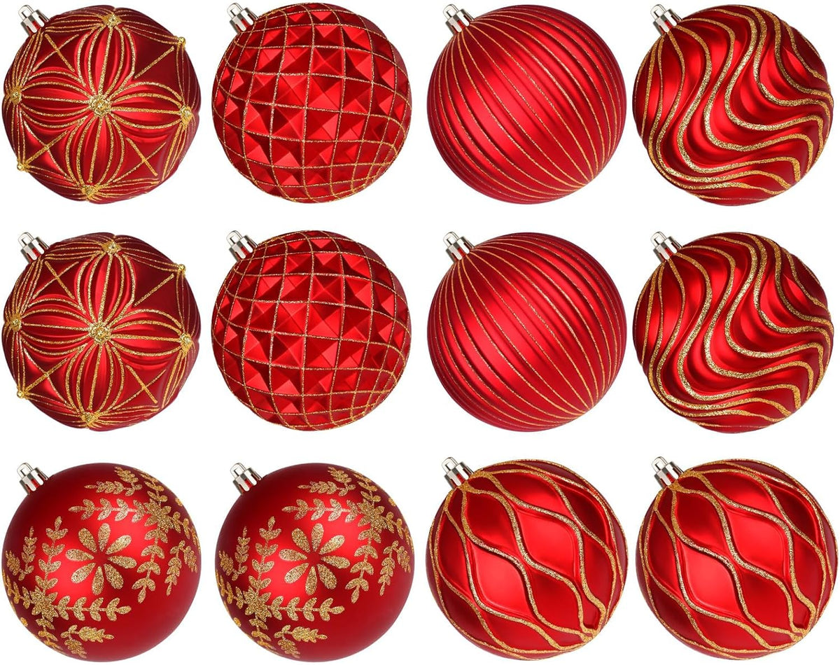 Lanpn 12 bolas de Navidad grandes de 4 pulgadas, decoraciones colga...