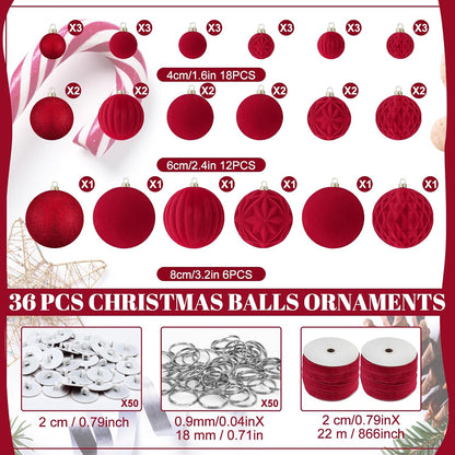 Relaxgiant 36 bolas de Navidad para techo, terciopelo burdeos | Tam...