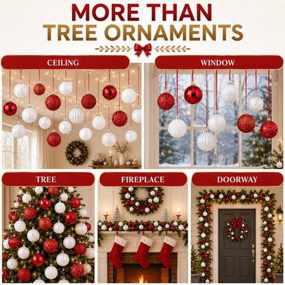 Relaxgiant - 36 bolas de Navidad para techo, color rojo, blanco | T...