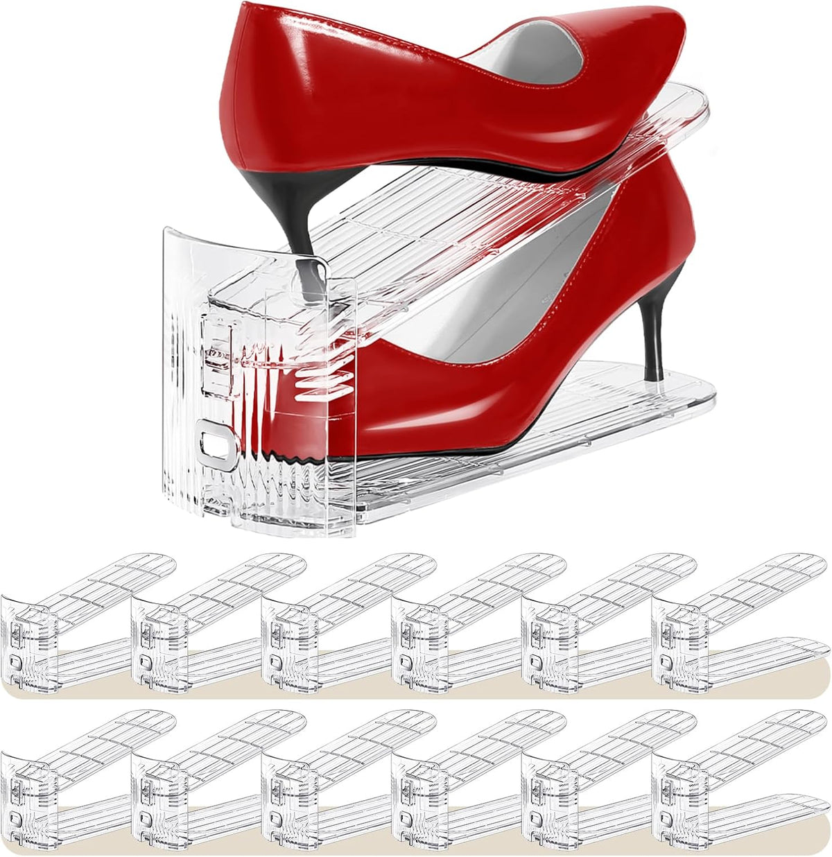 Tgzwme Organizador de ranuras para zapatos, paquete de 12, apilador...