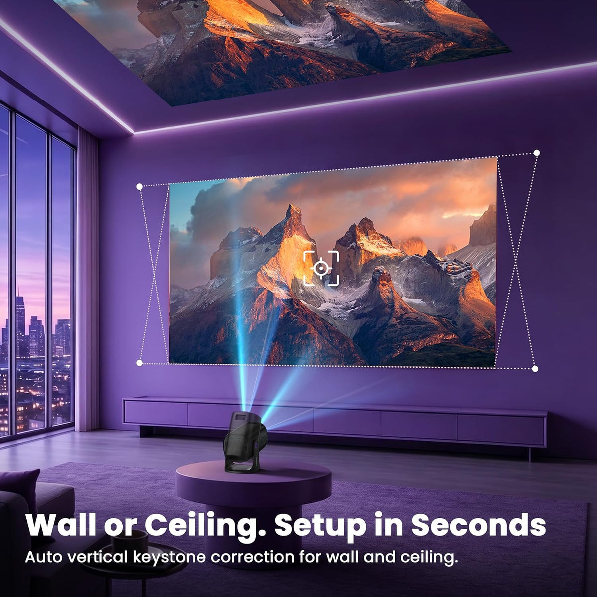 HAPPRUN Mini proyector inteligente Roku TV con WiFi y Bluetooth par...