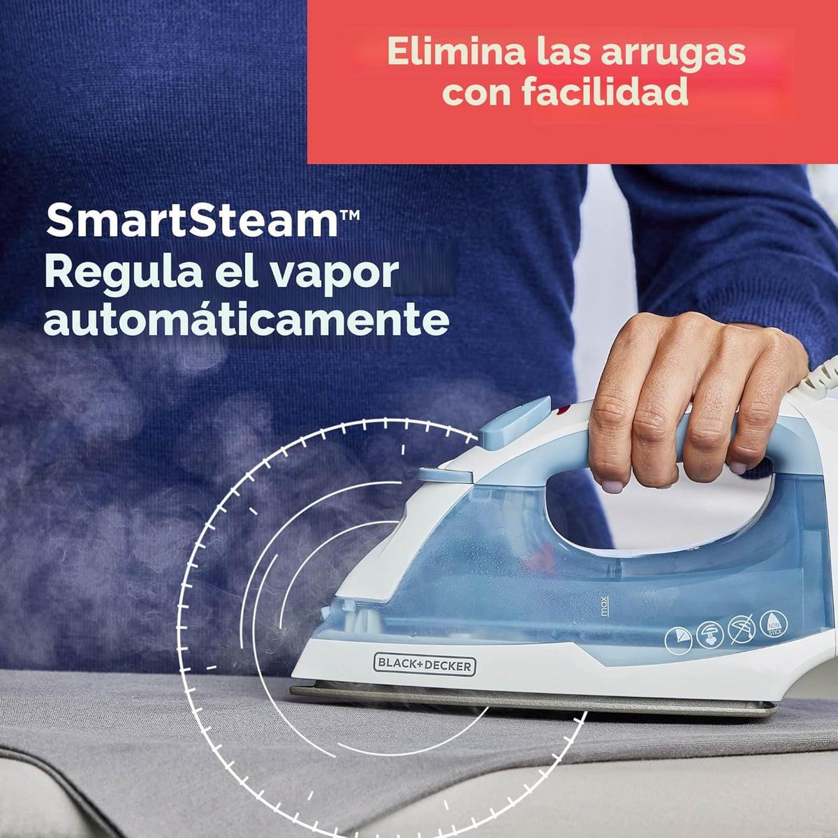 BLACK+DECKER Plancha de vapor para ropa con apagado automático y su...