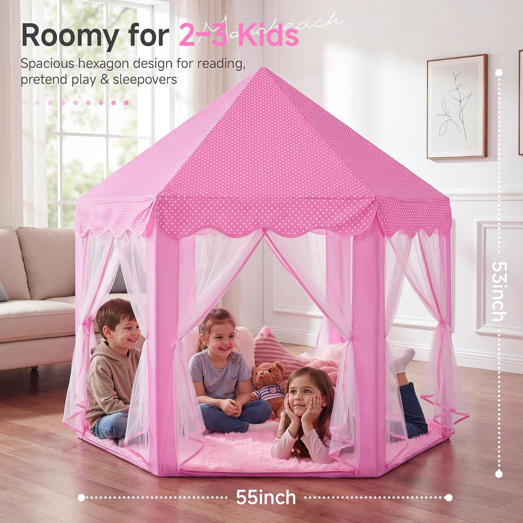 Monobeach Tienda de campaña de princesa para niñas, casa de juegos...
