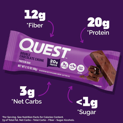 Quest Nutrition Barras de proteína de doble trozo de chocolate, bar...