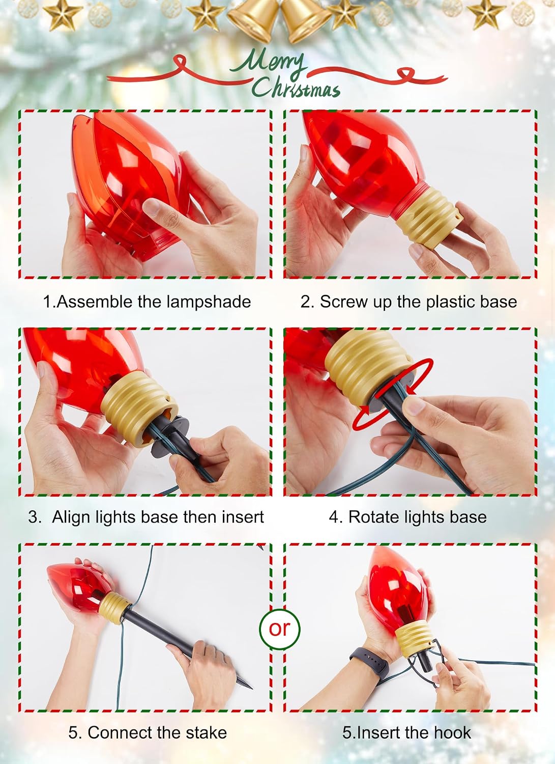 Cadena de luces para patio al aire libre, 48 pies, resistente a la...
