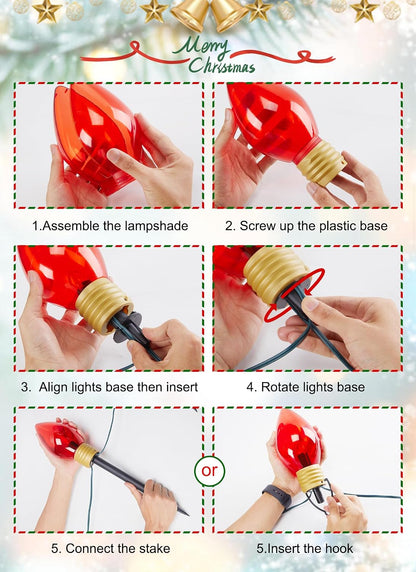Cadena de luces para patio al aire libre, 48 pies, resistente a la...