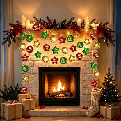 Guirnalda de luces navideñas con 30 luces LED de bola y estrella de...