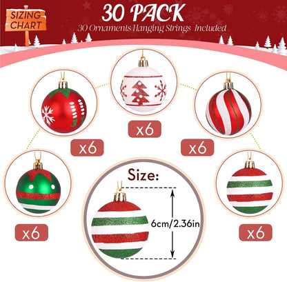 SHareconn 30 bolas de árbol de Navidad de 2.36 pulgadas, adornos ro...