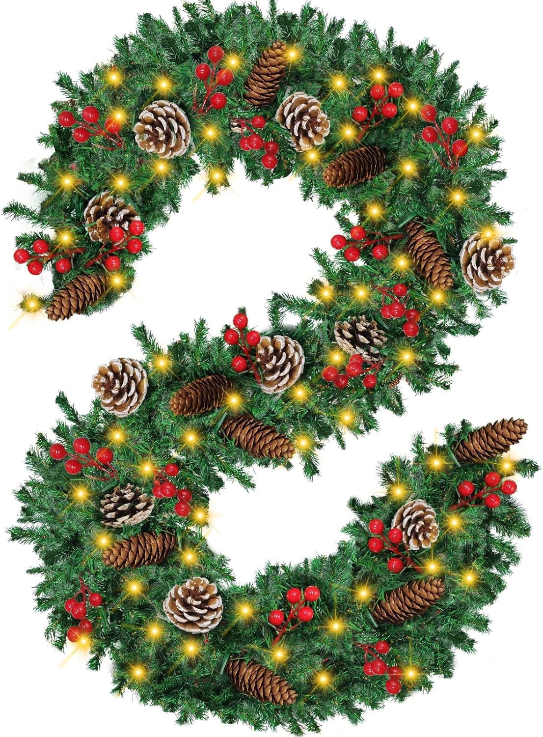 Mduvoz Guirnalda de Navidad, guirnalda de Navidad preiluminada de 9...