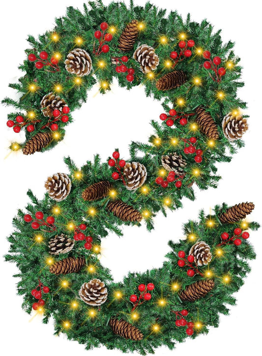 Mduvoz Guirnalda de Navidad, guirnalda de Navidad preiluminada de 9...