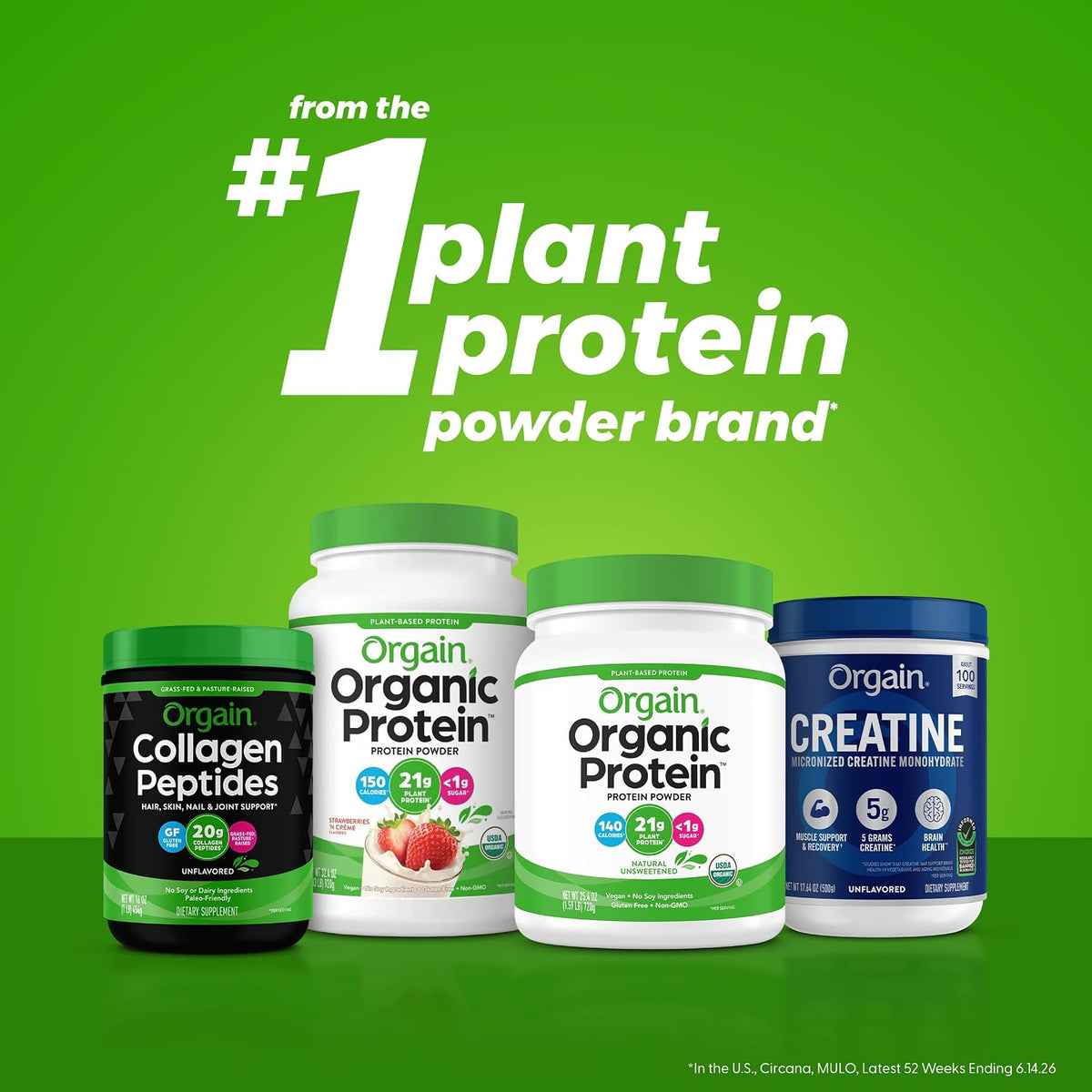 Orgain Proteína en polvo orgánica a base de plantas, dulce de azúca...