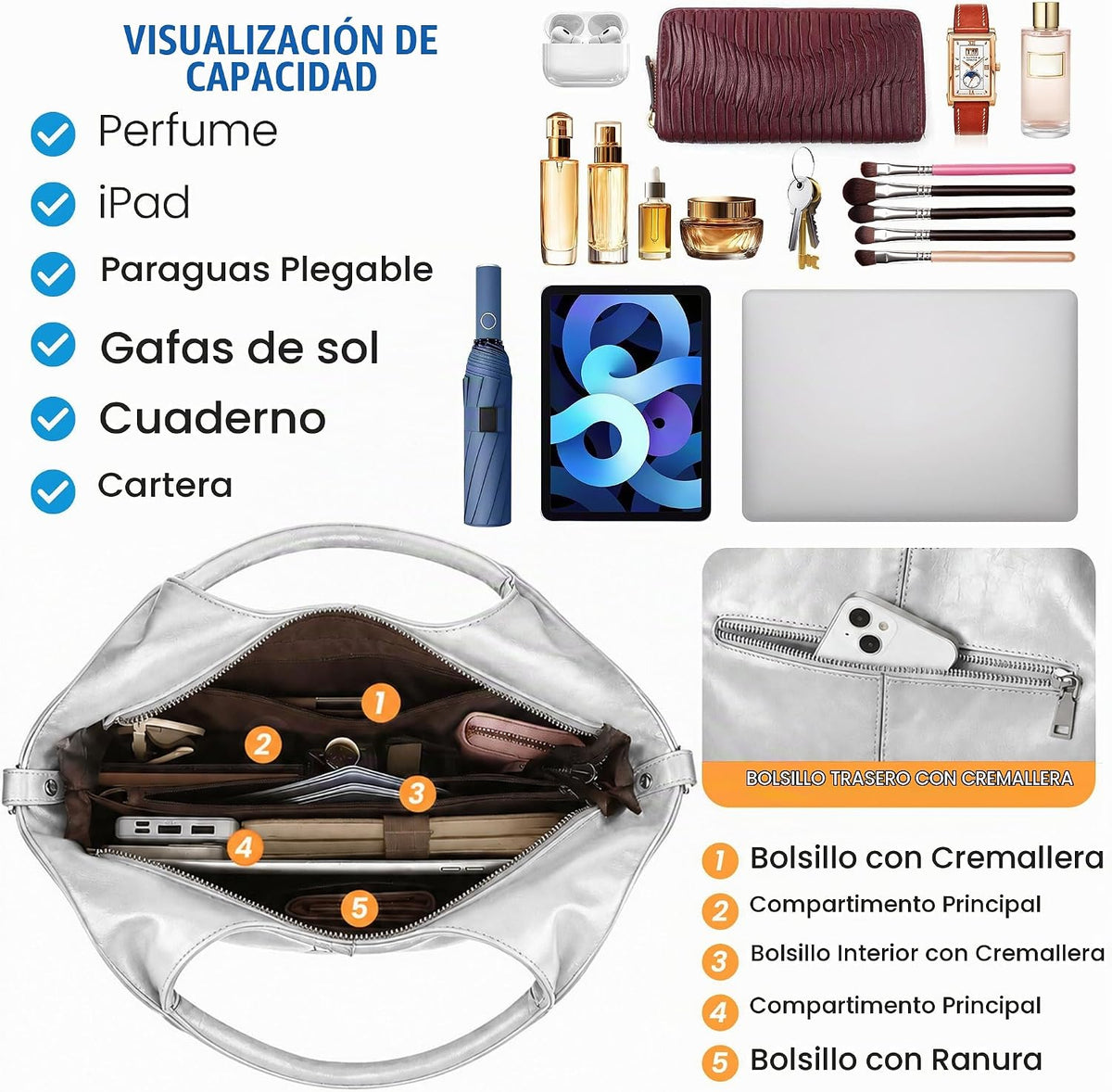 KOGTLA Bolsos de cuero vegano para mujer con correa de bandolera de...
