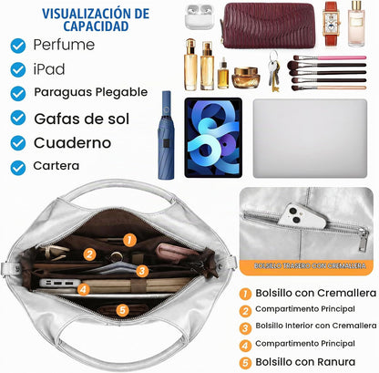 KOGTLA Bolsos de cuero vegano para mujer con correa de bandolera de...